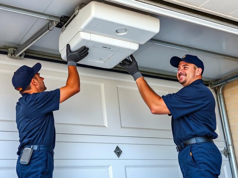 Tumtum Garage Doors professional installation team working on a garage door opener